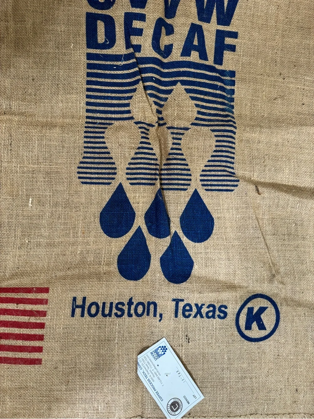 UVVW Decaf Jute Bag Burlap Coffee Sack Houston, Texas